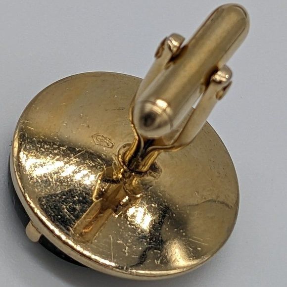 Signed Vintage SWANK Karat Gold MCM Genuine Jade Cufflinks & Tie Tack Pin Set - Picture 12 of 12